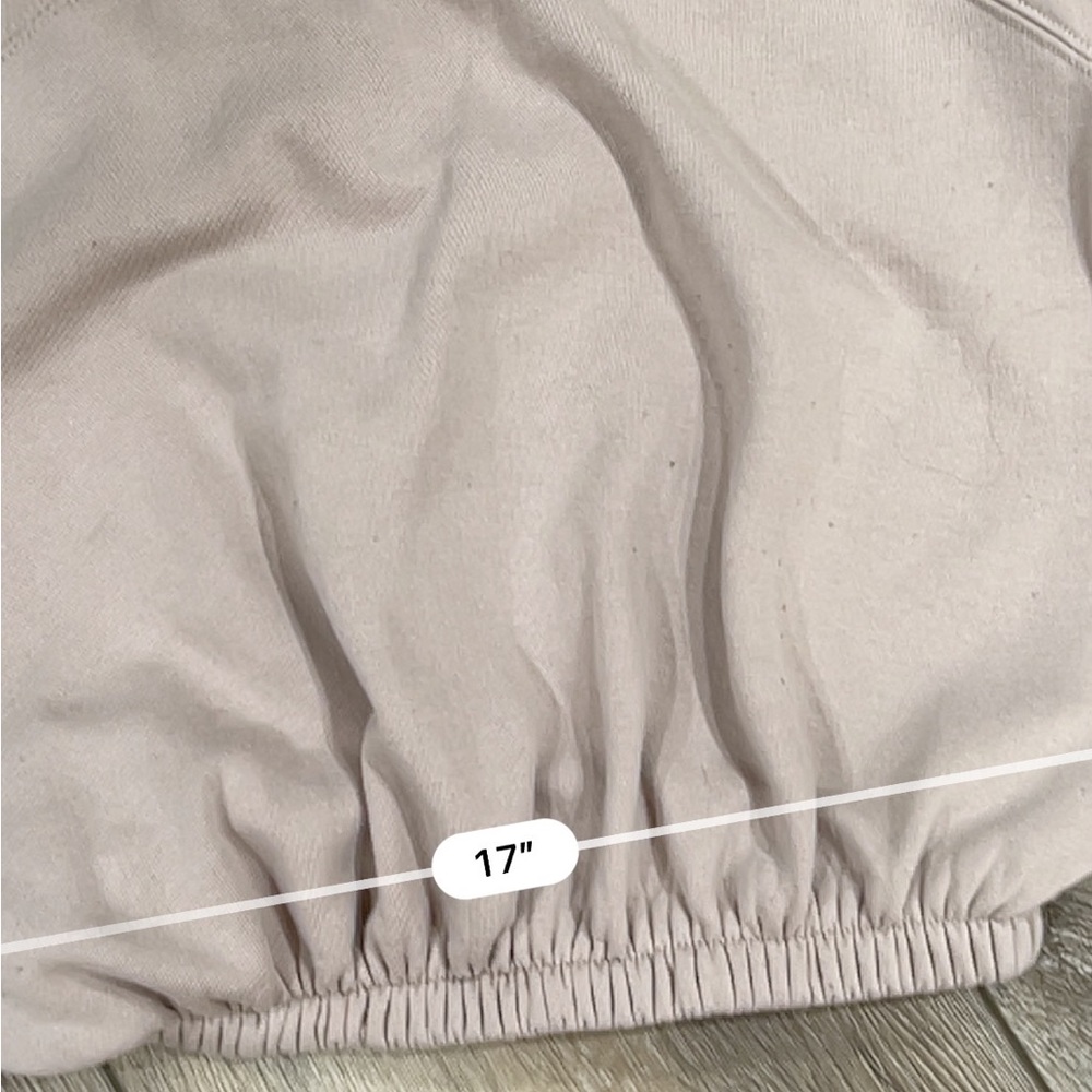 Zara beige cropped synched pullover sweatshirt - Picture 3 of 4